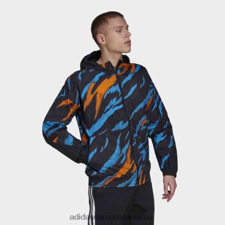 adidas campus romania jachetă de vânt neagră trvl tiger camo bărbați negru J266N214986