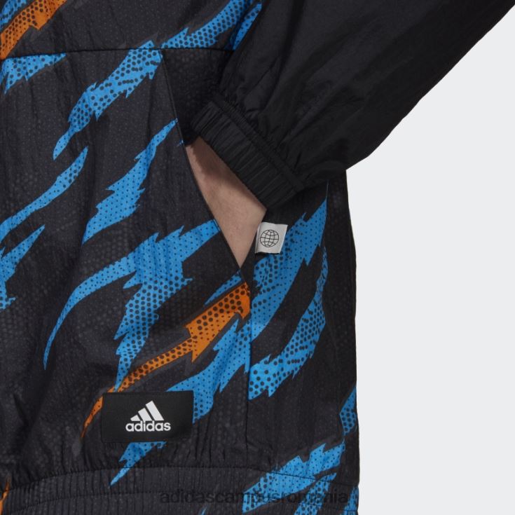 adidas campus romania jachetă de vânt neagră trvl tiger camo bărbați negru J266N214986