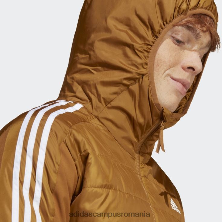 adidas campus romania jachetă hibrid izolată cu glugă, bronz adidas bărbați bronz J266N214016