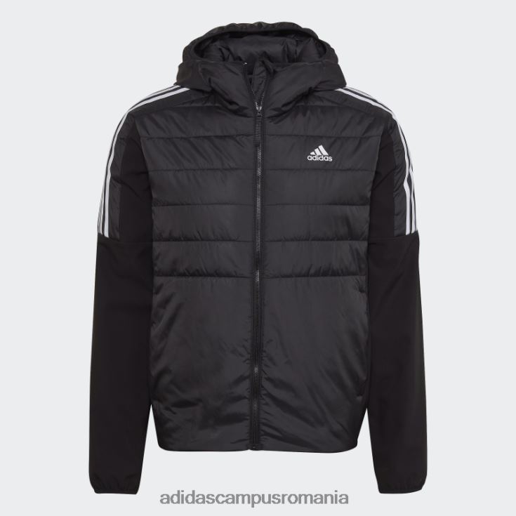 adidas campus romania jachetă hibridă izolată cu glugă neagră essentials bărbați negru J266N213763