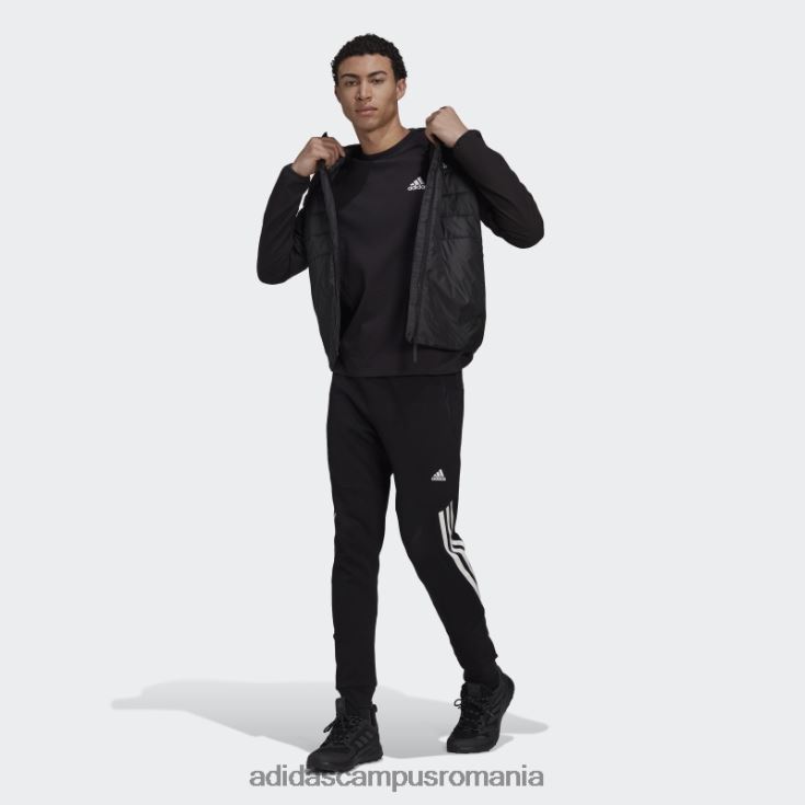 adidas campus romania jachetă hibridă izolată cu glugă neagră essentials bărbați negru J266N213763