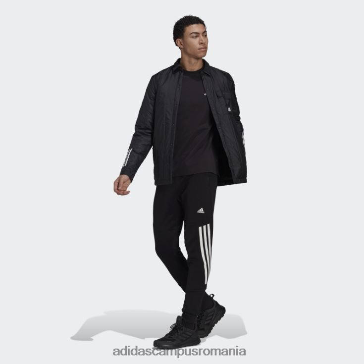 adidas campus romania jachetă neagră cămașă lite itavic cu 3 dungi bărbați negru J266N25338