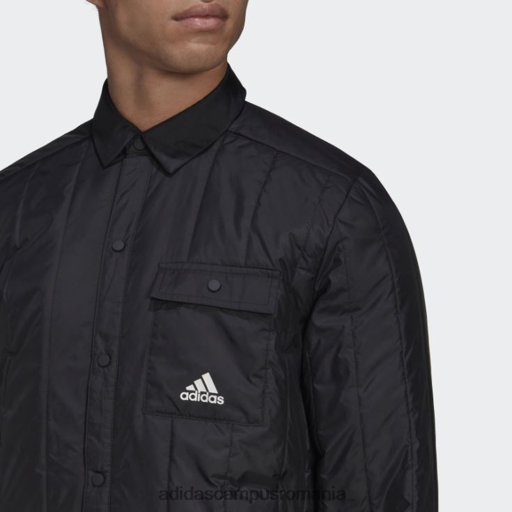 adidas campus romania jachetă neagră cămașă lite itavic cu 3 dungi bărbați negru J266N25338