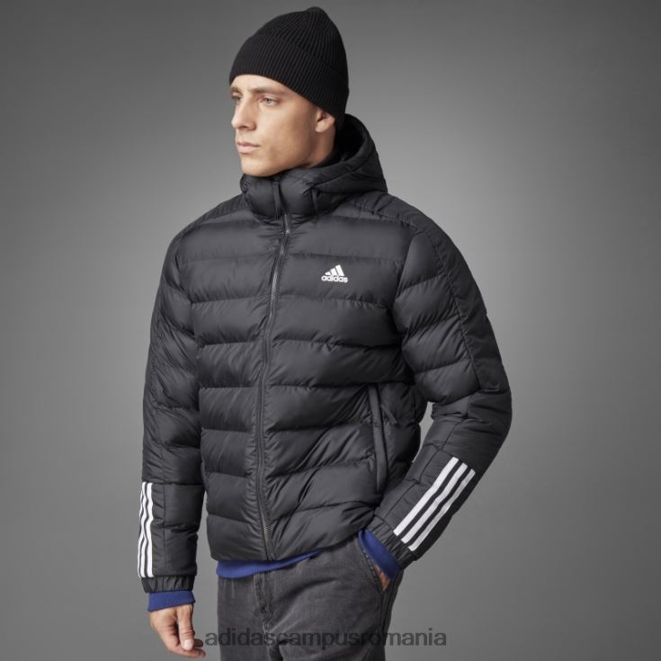 adidas campus romania jachetă neagră cu glugă cu greutate medie itavic cu 3 dungi bărbați negru J266N27016