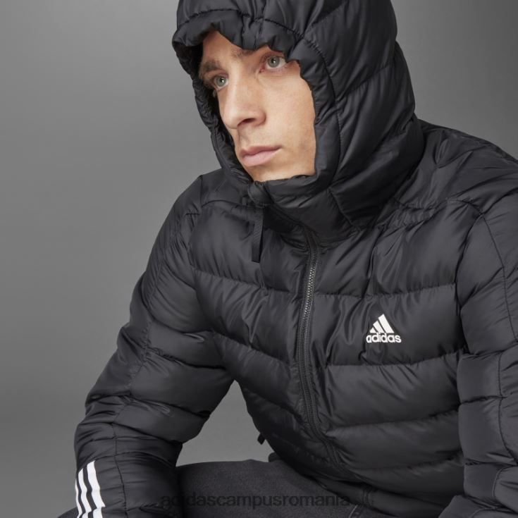 adidas campus romania jachetă neagră cu glugă cu greutate medie itavic cu 3 dungi bărbați negru J266N27016