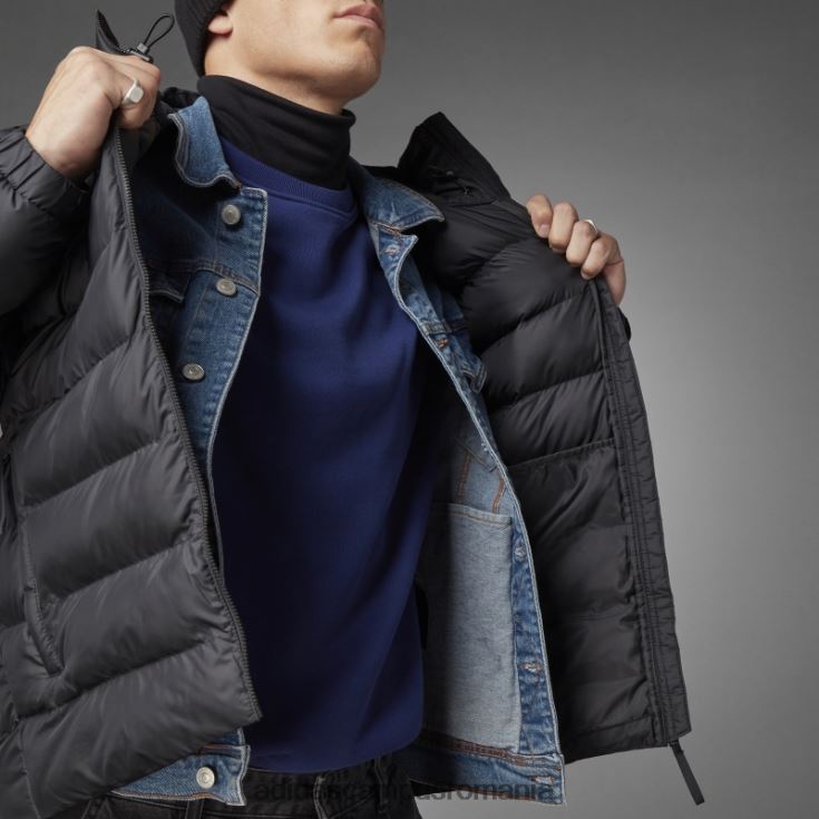 adidas campus romania jachetă neagră cu glugă cu greutate medie itavic cu 3 dungi bărbați negru J266N27016