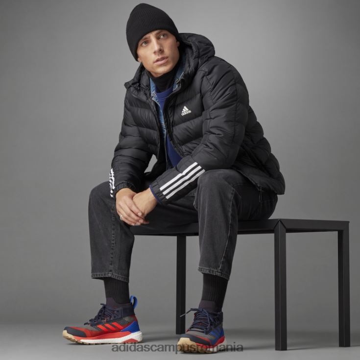adidas campus romania jachetă neagră cu glugă cu greutate medie itavic cu 3 dungi bărbați negru J266N27016
