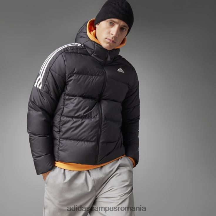 adidas campus romania jachetă neagră cu glugă de puf de greutate medie adidas essentials bărbați negru J266N25019