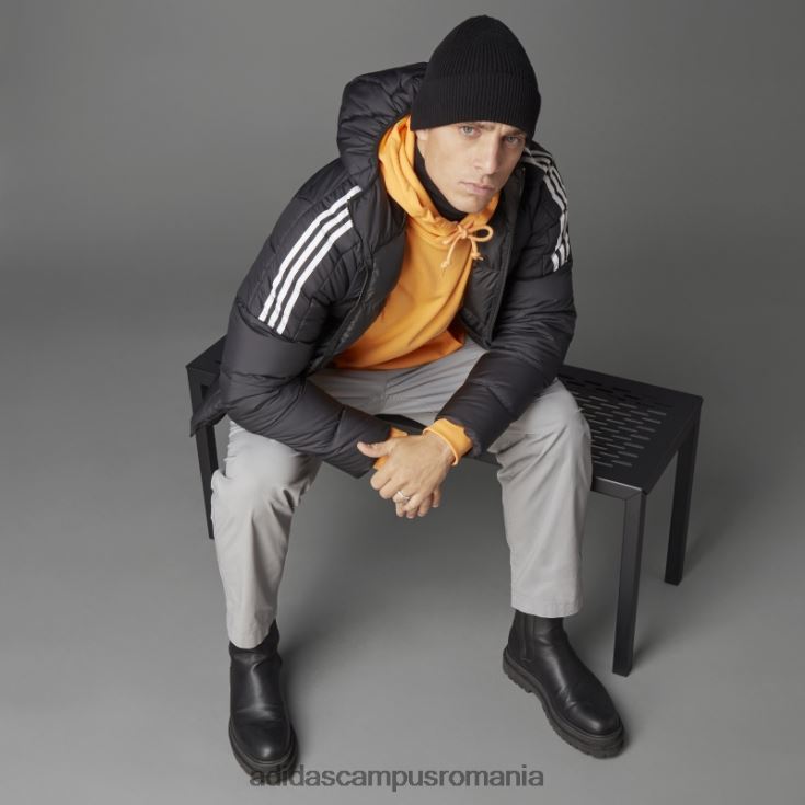 adidas campus romania jachetă neagră cu glugă de puf de greutate medie adidas essentials bărbați negru J266N25019