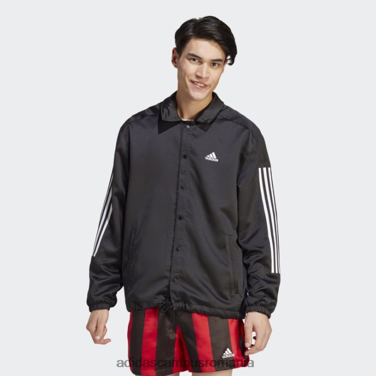 adidas campus romania jachetă neagră de antrenore din satin bărbați negru J266N25014