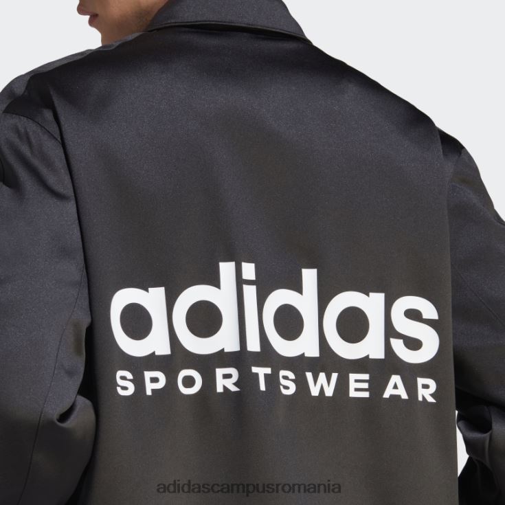 adidas campus romania jachetă neagră de antrenore din satin bărbați negru J266N25014