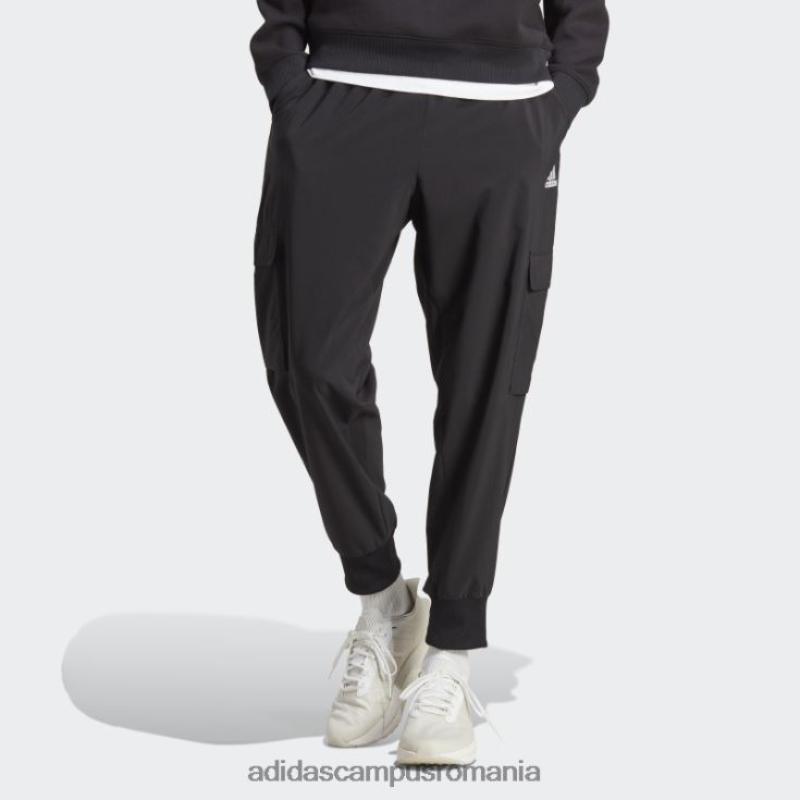 adidas campus romania pantaloni cargo până la glezne, țesuți cu logo mic, black essentials bărbați negru J266N24913
