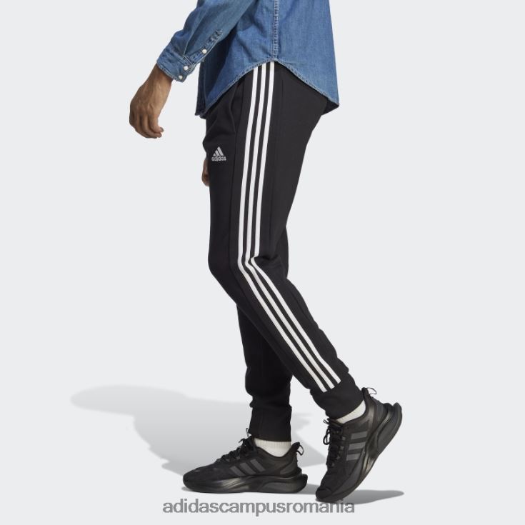 adidas campus romania pantaloni cu 3 dungi, cu manșetă conică, black essentials bărbați alb negru J266N25794