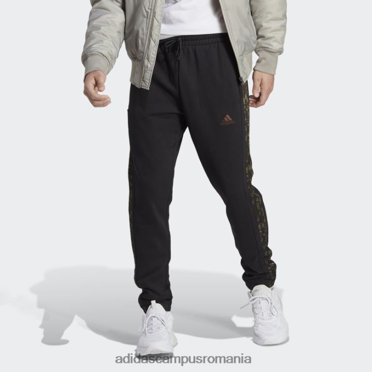 adidas campus romania pantaloni cu 3 dungi, manșete elastice conice, black essentials bărbați negru/măsliniu J266N25429
