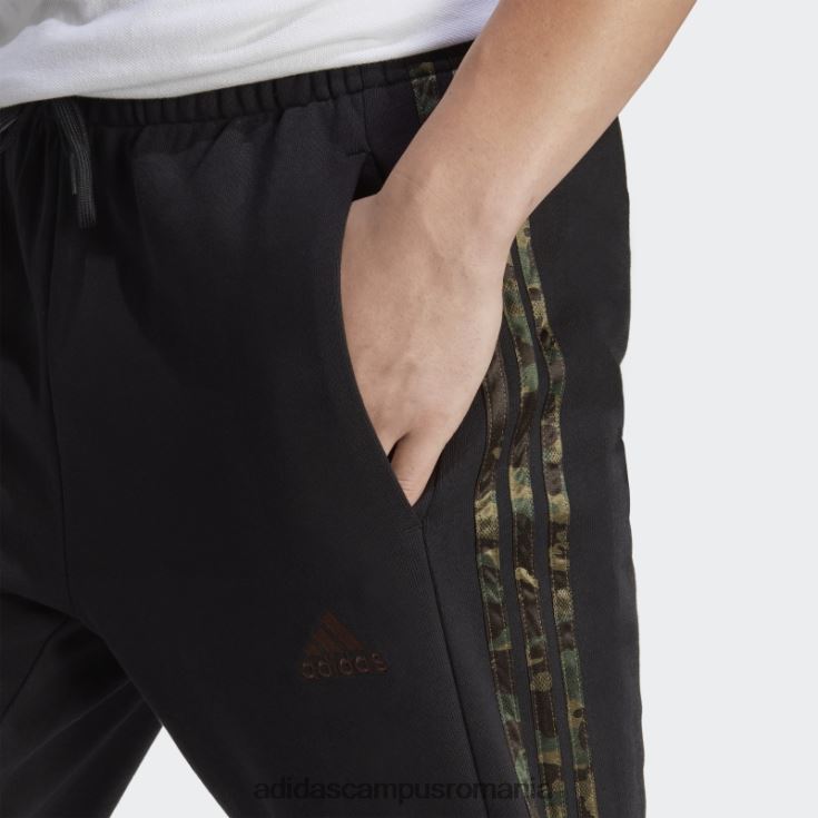 adidas campus romania pantaloni cu 3 dungi, manșete elastice conice, black essentials bărbați negru/măsliniu J266N25429
