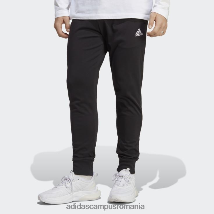 adidas campus romania pantaloni cu manșetă conici din jerseu simplu essentials negri bărbați negru J266N26632
