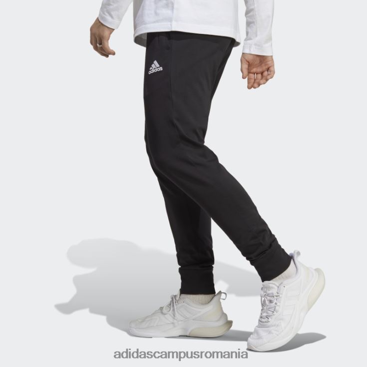 adidas campus romania pantaloni cu manșetă conici din jerseu simplu essentials negri bărbați negru J266N26632