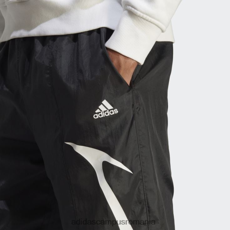 adidas campus romania pantaloni țesuți colorblock negri adidas bărbați alb negru J266N2876