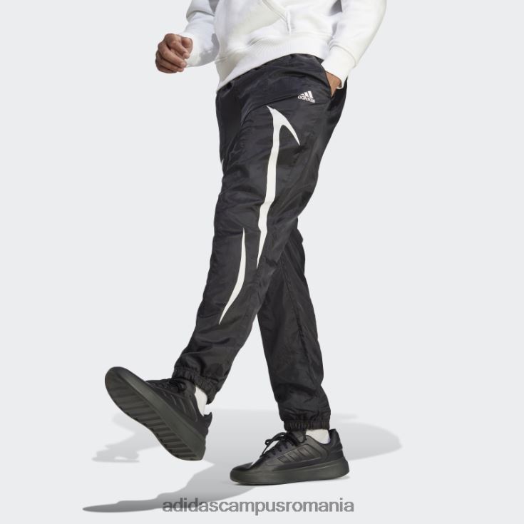 adidas campus romania pantaloni țesuți colorblock negri bărbați alb negru J266N25828