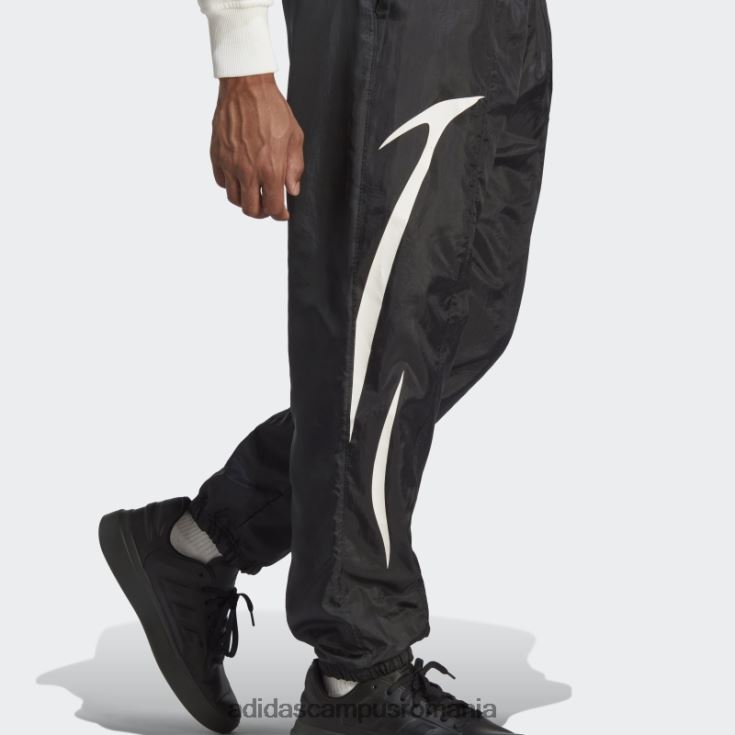 adidas campus romania pantaloni țesuți colorblock negri bărbați alb negru J266N25828