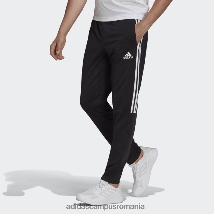 adidas campus romania pantaloni negri aeroready sereno subțiri, cu croiala conică, cu trei dungi bărbați alb negru J266N26214