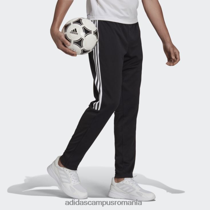 adidas campus romania pantaloni negri aeroready sereno subțiri, cu croiala conică, cu trei dungi bărbați alb negru J266N26214