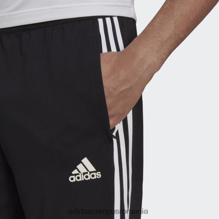 adidas campus romania pantaloni negri aeroready sereno subțiri, cu croiala conică, cu trei dungi bărbați alb negru J266N26214