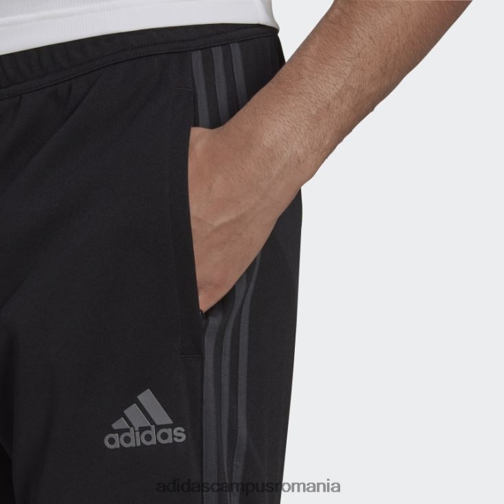 adidas campus romania pantaloni negri aeroready sereno subțiri, cu croiala conică, cu trei dungi bărbați gri inchis J266N24967