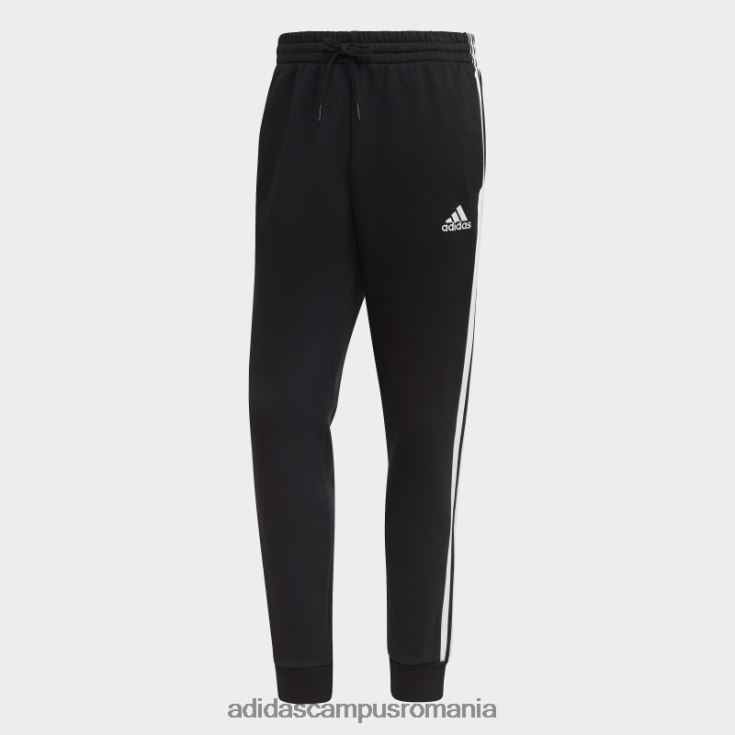 adidas campus romania pantaloni negri din lână, cu manșete, cu trei dungi, adidas bărbați alb negru J266N21182