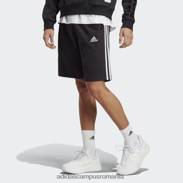 adidas campus romania pantaloni scurți cu 3 dungi din un singur tricou negru adidas bărbați alb negru J266N2834