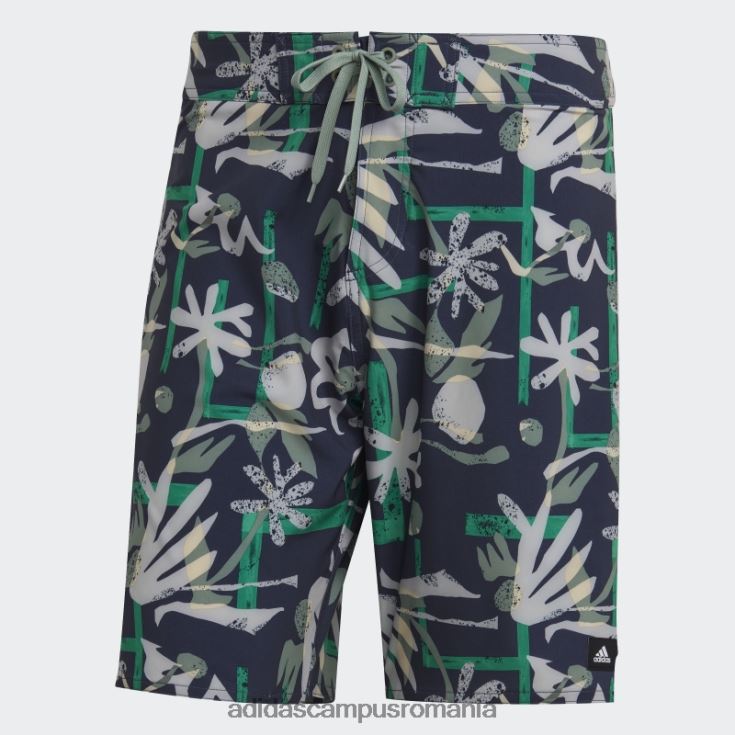 adidas campus romania pantaloni scurți de plajă cu flori de sezon bleumarin bărbați bleumarin/verde argintiu J266N214158