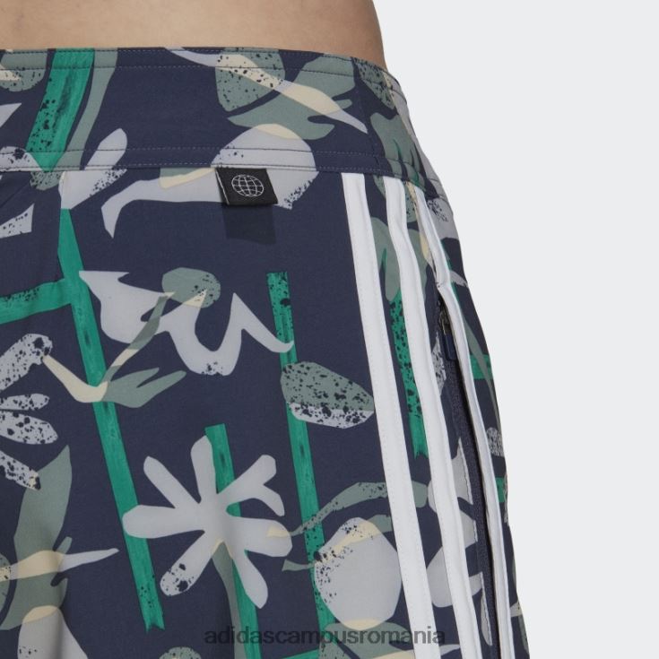adidas campus romania pantaloni scurți de plajă cu flori de sezon bleumarin bărbați bleumarin/verde argintiu J266N214158
