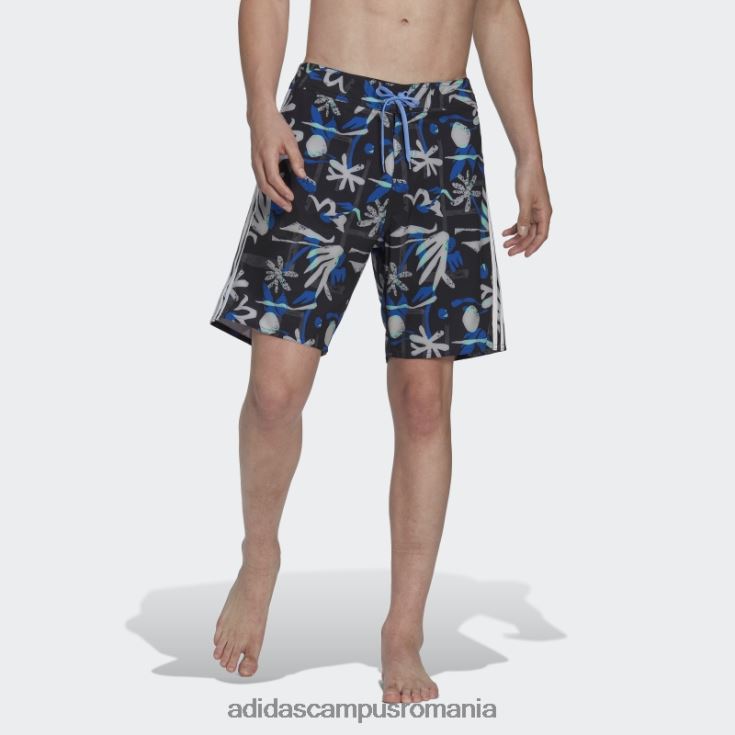 adidas campus romania pantaloni scurți de plajă cu flori de sezon, negri bărbați negru/albastru J266N213963
