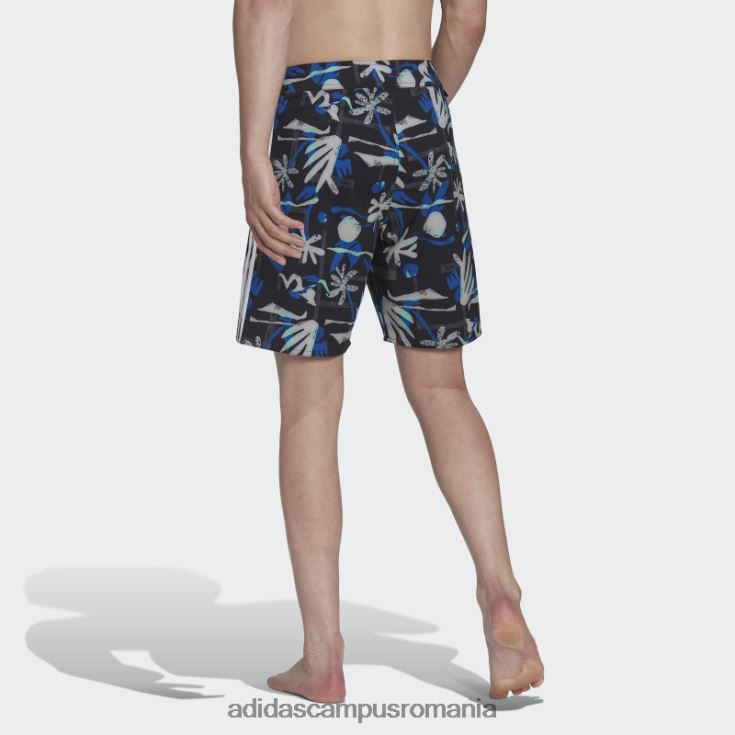adidas campus romania pantaloni scurți de plajă cu flori de sezon, negri bărbați negru/albastru J266N213963