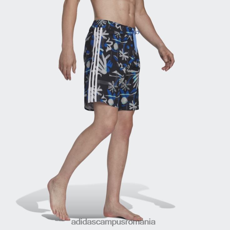 adidas campus romania pantaloni scurți de plajă cu flori de sezon, negri bărbați negru/albastru J266N213963