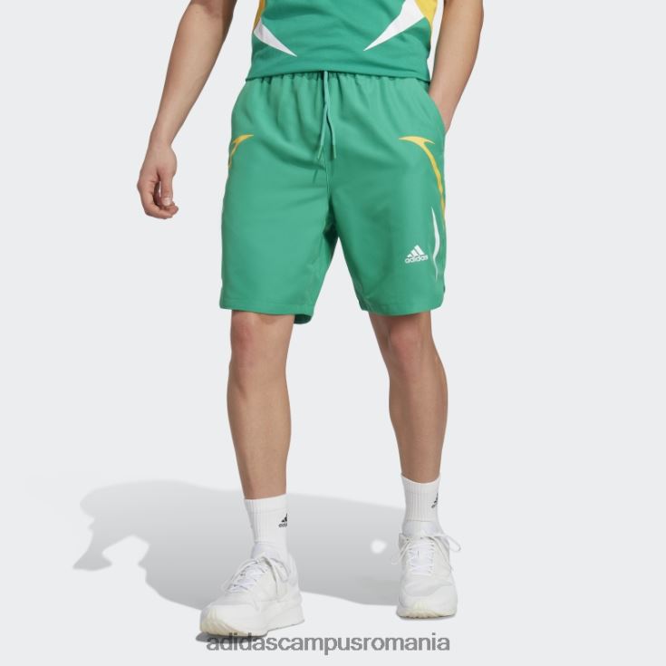 adidas campus romania pantaloni scurți țesuți colorblock verde curte bărbați verde curte/alb J266N214503