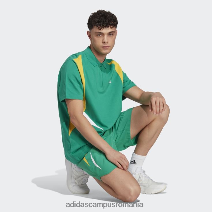 adidas campus romania pantaloni scurți țesuți colorblock verde curte bărbați verde curte/alb J266N214503