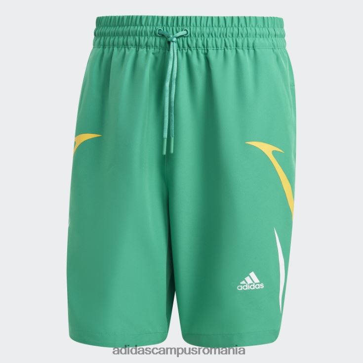 adidas campus romania pantaloni scurți țesuți colorblock verde curte bărbați verde curte/alb J266N214503