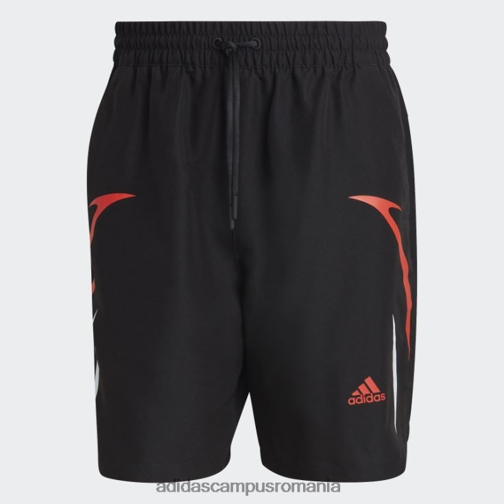 adidas campus romania pantaloni scurți negri țesuți colorblock bărbați negru/rosu J266N25189