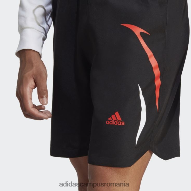 adidas campus romania pantaloni scurți negri țesuți colorblock bărbați negru/rosu J266N25189