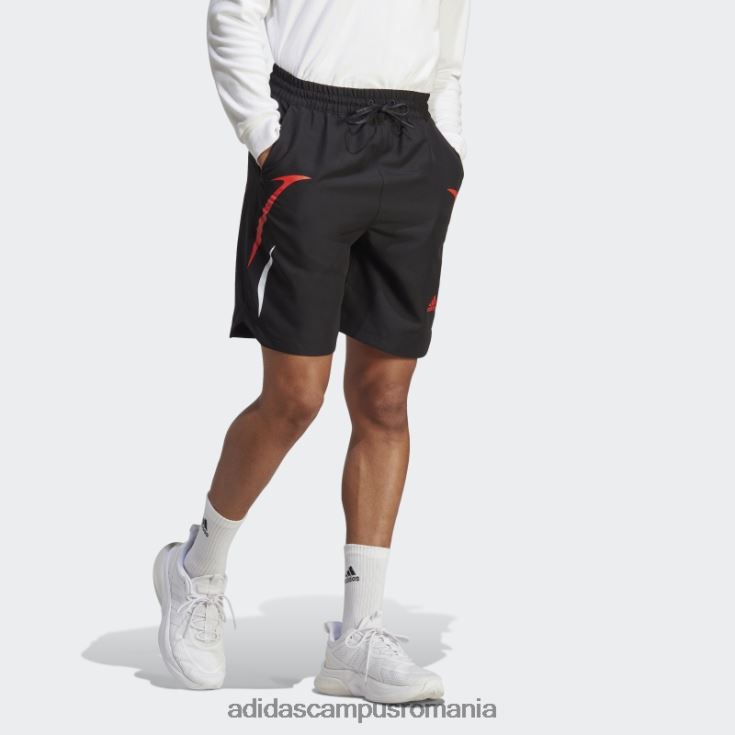 adidas campus romania pantaloni scurți negri țesuți cu blocuri de culoare adidas bărbați negru/rosu J266N214199