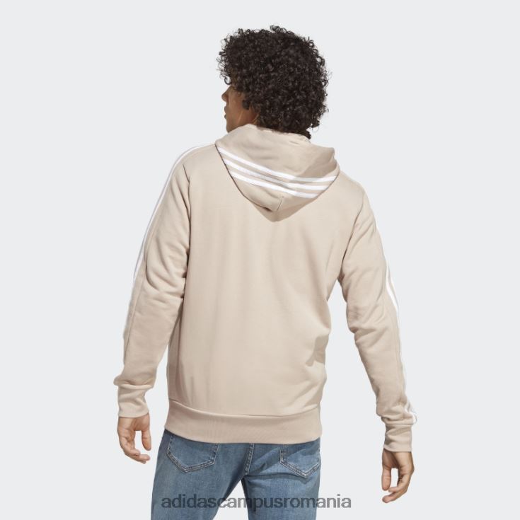 adidas campus romania taupe essentials French Terry, hanorac cu fermoar complet cu 3 dungi bărbați taupe/alb J266N213691