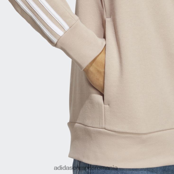 adidas campus romania taupe essentials French Terry, hanorac cu fermoar complet cu 3 dungi bărbați taupe/alb J266N213691