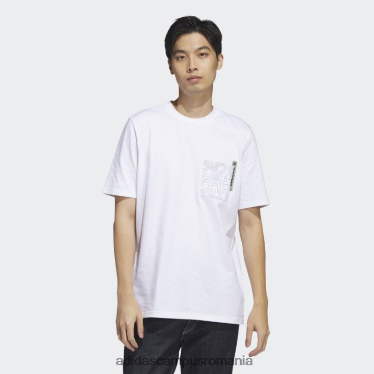 adidas campus romania tricou alb cu buzunar grafic City Escape bărbați alb J266N214513