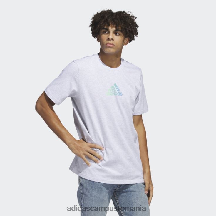 adidas campus romania tricou cu grafic gri deschis, cu logo-ul de modă, de culoare neagră bărbați erica gri deschis J266N25629