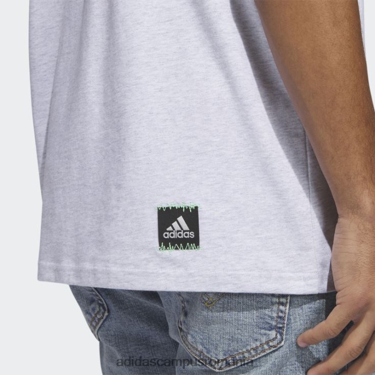 adidas campus romania tricou cu grafic gri deschis, cu logo-ul de modă, de culoare neagră bărbați erica gri deschis J266N25629