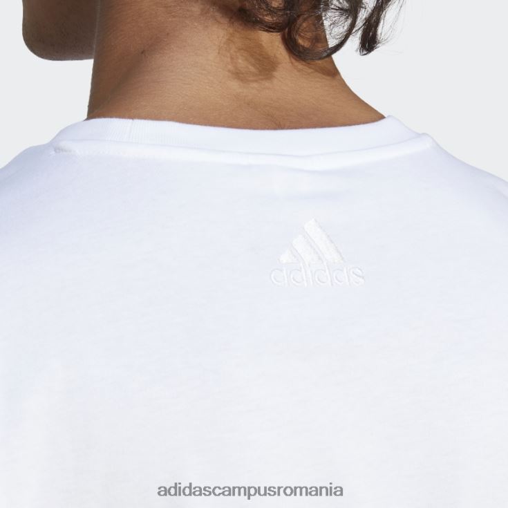 adidas campus romania tricou cu logo mare alb essentials, tricou adidas bărbați alb J266N213431