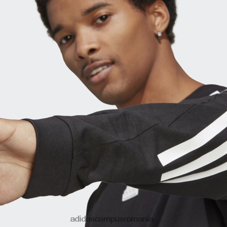 adidas campus romania tricou cu mânecă lungă cu 3 dungi cu icoane ale viitorului negru bărbați negru J266N25441