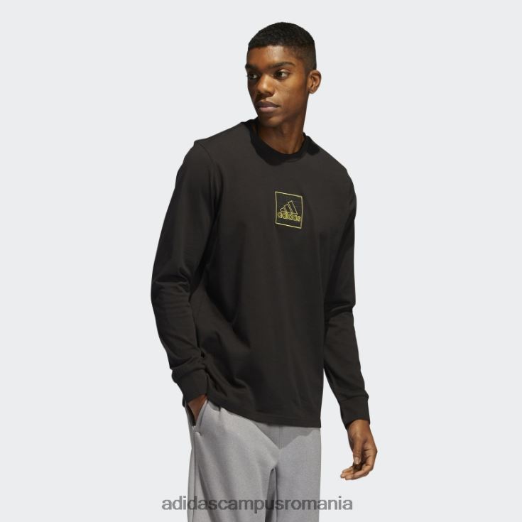 adidas campus romania tricou cu mânecă lungă cu broderie, negru bărbați negru J266N26968