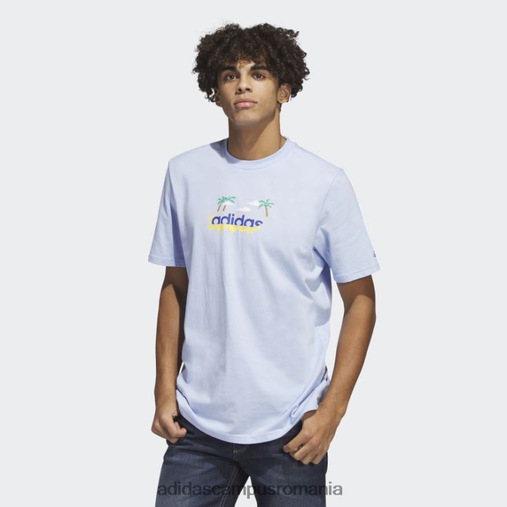 adidas campus romania tricou grafic liniar cu mânecă scurtă, albastru alba bărbați zori albastre J266N26098